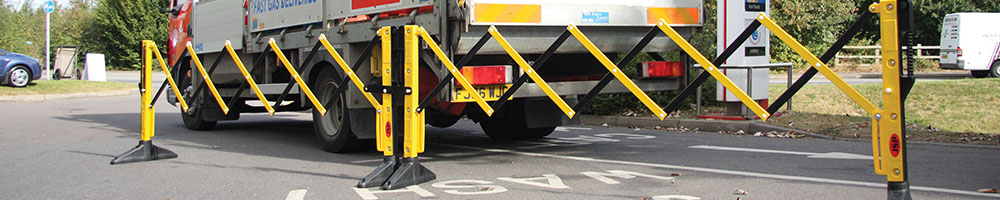 Titan expanding barriers barricading a truck