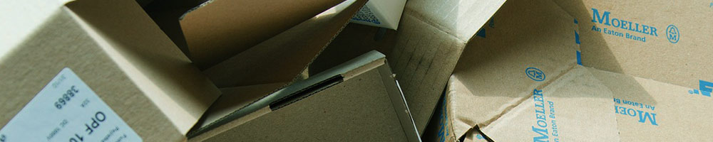 Pile of overturned cardboard boxes