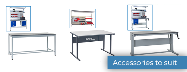 Accessories for height adjustable workbenches