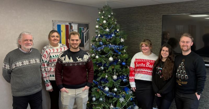 The office in our Christmas jumpers