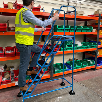 TUFF Easy Glide Warehouse Steps in use