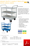 Heavy Duty 3 Shelf Trolley with Mesh Ends