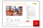 Premium TUFF Scissor Lift Tables Specification