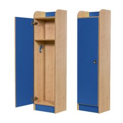 Wooden School Lockers - 1 Door - Blue