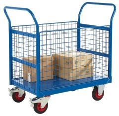 4 Sided Platform Truck - Mesh Sides - Blue