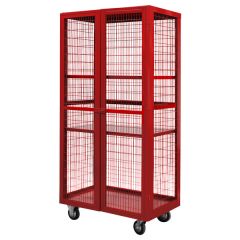 Boxwell Mobile Storage Cages with Doors - Red