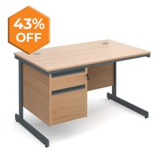 Contract 25 Straight Cantilever Desk - 2 Drawer