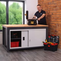 Sliding door heavy duty workbench