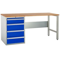 Euroslide Pedestal Bench - 4 Drawers - Blue