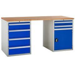 Euroslide Pedestal Bench - 1 Cupboard and 6 Drawers - Blue