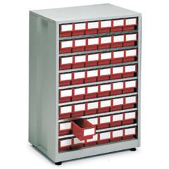 High Density Cabinet with 48 Bins - Red