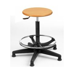 Industrial Wooden Stool with Footring