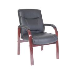 Kingston Leather Faced Dark Wood Visitor Chair