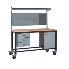 Mobile Heavy Duty Industrial Workbench - Beech