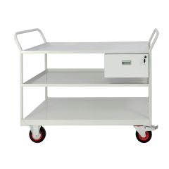 Lockable Medical Trolley - 1 Drawer and 3 Shelves