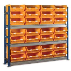 Single/Starter Bay with Galvanised Shelves and 28 Yellow Bins