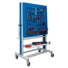 B. 1650mm High x 1000mm Wide Double Sided Pegboard Trolley (blue) inc. tool clip kit worth £80