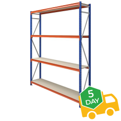 TUFF Longspan Shelving - 3 Metre Height 4 Shelves - Heavy Duty Racking