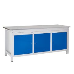 TUFF Heavy Duty Workbench with Storage - Laminate - 3 Cupboards - free gift with purchase