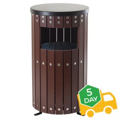 Wood Effect Round Waste Bin - 33 Litre