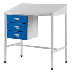 Team Leader Workstation with 3 Drawers - Sloping Top