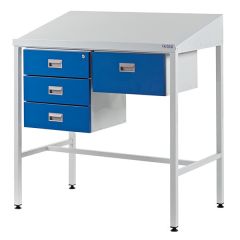 Team Leader Workstation with 4 Drawers - Sloping Top