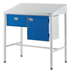  Leader Workstation with Cupboard and Single Drawer - Sloping Top