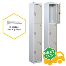 Armour standard lockers - 300x300mm - 3 Door - Light Grey 