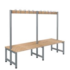 Premium Junior Double Sided Benches - Silver Frame - Timber Slats