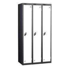 Probe Single Door - 3 Nest Lockers - Dark Grey Carcass - White Door