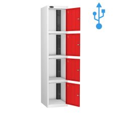 ToolBox USB Charging Locker - 4 Compartments - Red