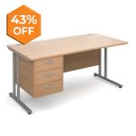 Maestro 25 -  Cantilever Single Pedestal Desk - 3 Drawer