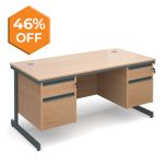 CONTRACT 25 -Straight Cantilever Desk 2 x 2 Drawers