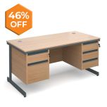 Contract 25 - 2 and 3 Drawer - Straight Cantilever Desk-