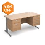 Maestro 25 -  Cantilever Double Pedestal Desk - 2 and 3 Drawer