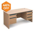 Contract 25 -  Panel End Double Pedestal Desk - 2 and 3 Drawers