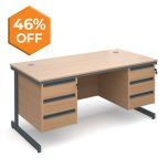 Contract 25 - Straight Cantilever Desk - 2 x 3 Drawers