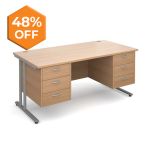 MAESTRO 25 -  Cantilever Double Pedestal Desk - 2 x 3 Drawer