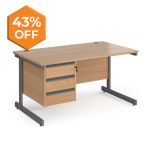 Contract 25 -  3 Drawer - Straight Cantilever Desk