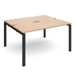 Adapt -  Back to Back Starter Bench Desk - D1200 x W1400 - Black Frame - Beech