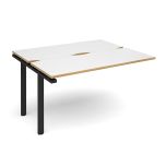 Soho Back to Back Starter Add On Desk - D1200 x W1400 - Black Frame - White Oak Edging