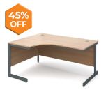 Contract 25 - Ergonomic Cantilever Desk- White - Silver