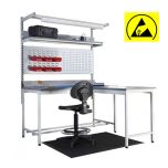 ESD Workbench ft. Above Bench Accessories, Extension Bench, Industrial Chair & Matting