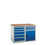 Double Cab Beech - W1200mm - 7 Drawers + Cup. - Blue