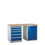 Double Cab Beech - W1500mm - 5 Drawers + Cup. - Blue