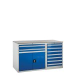 Double Cab Laminate - W1500mm - 9 Drawers + Cup. - Blue