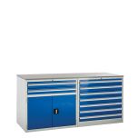 Double Cab Laminate - W1800mm - 9 Drawers + Cup. - Blue