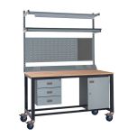 Mobile Heavy Duty Industrial Workbenches - Beech