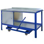 Mobile Workbench with Single Cupboard - Blue Frame