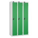 Probe Single Door - 3 Nest Lockers - White Carcass - Green Door